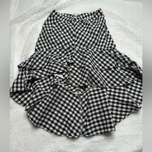 Size 2 gingham high low ruffle skirt